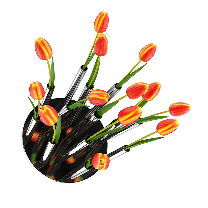Tulips in Modern Pot 3D model_1