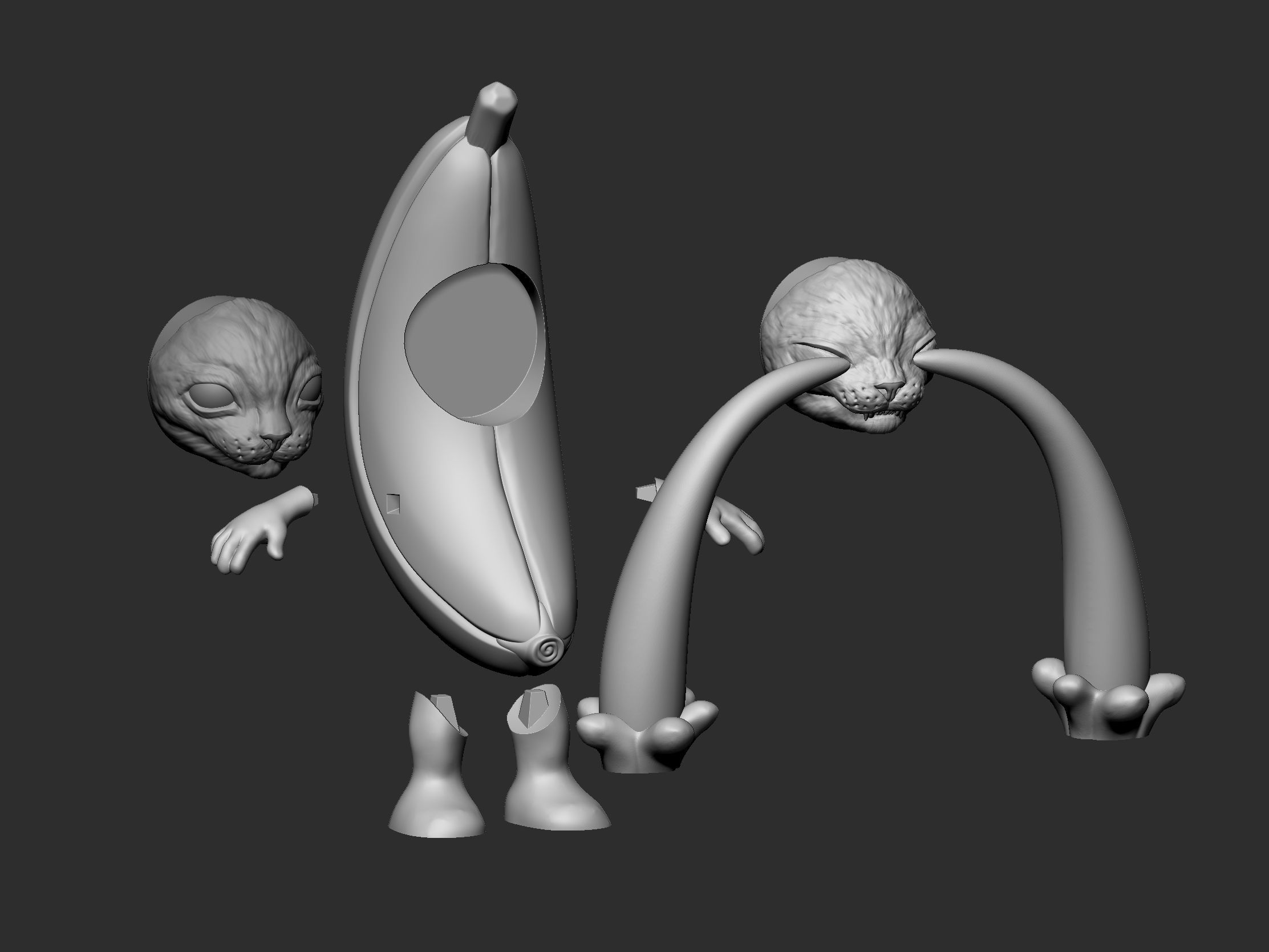 Banana Cat - STL - OBJ - FBX 3D print model_8