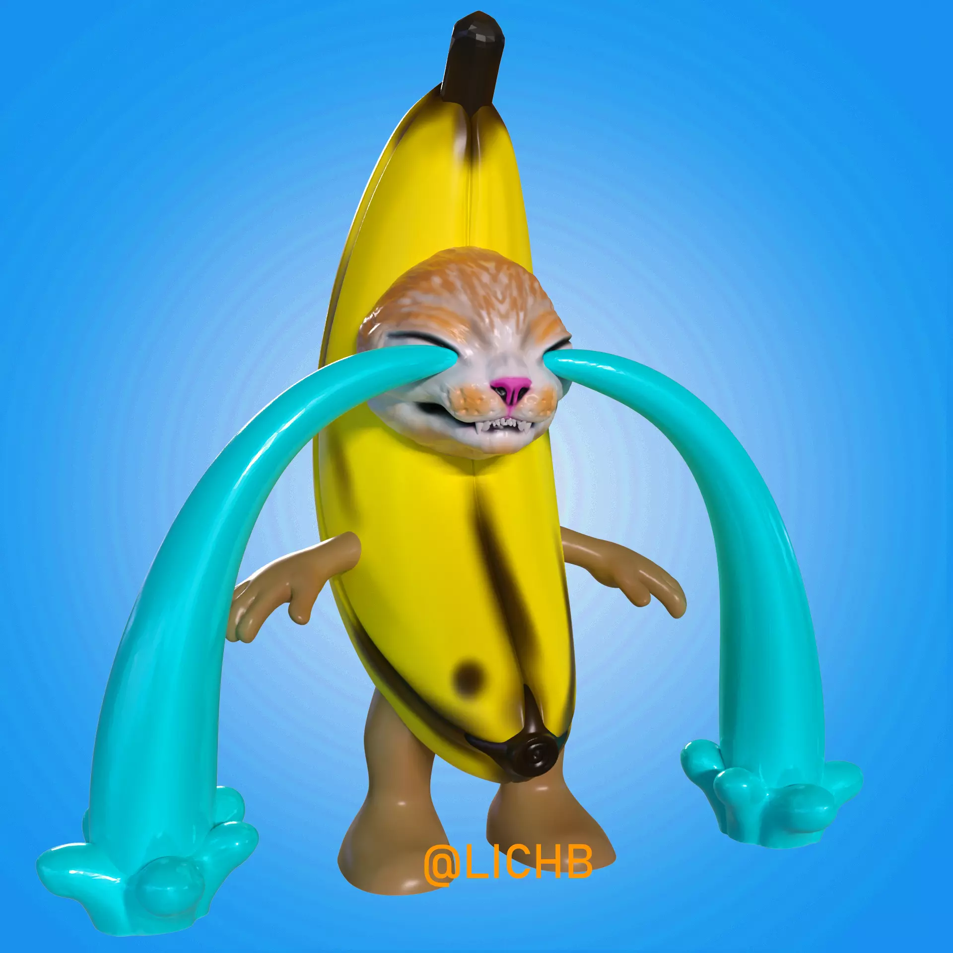 Banana Cat - STL - OBJ - FBX 3D print model_0