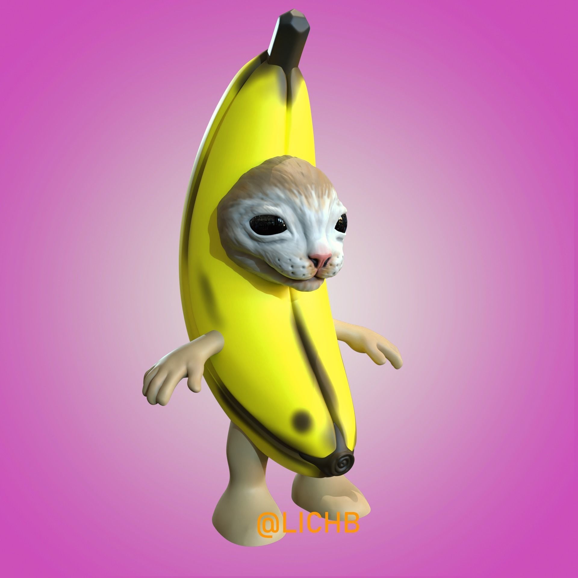 Banana Cat - STL - OBJ - FBX 3D print model_2