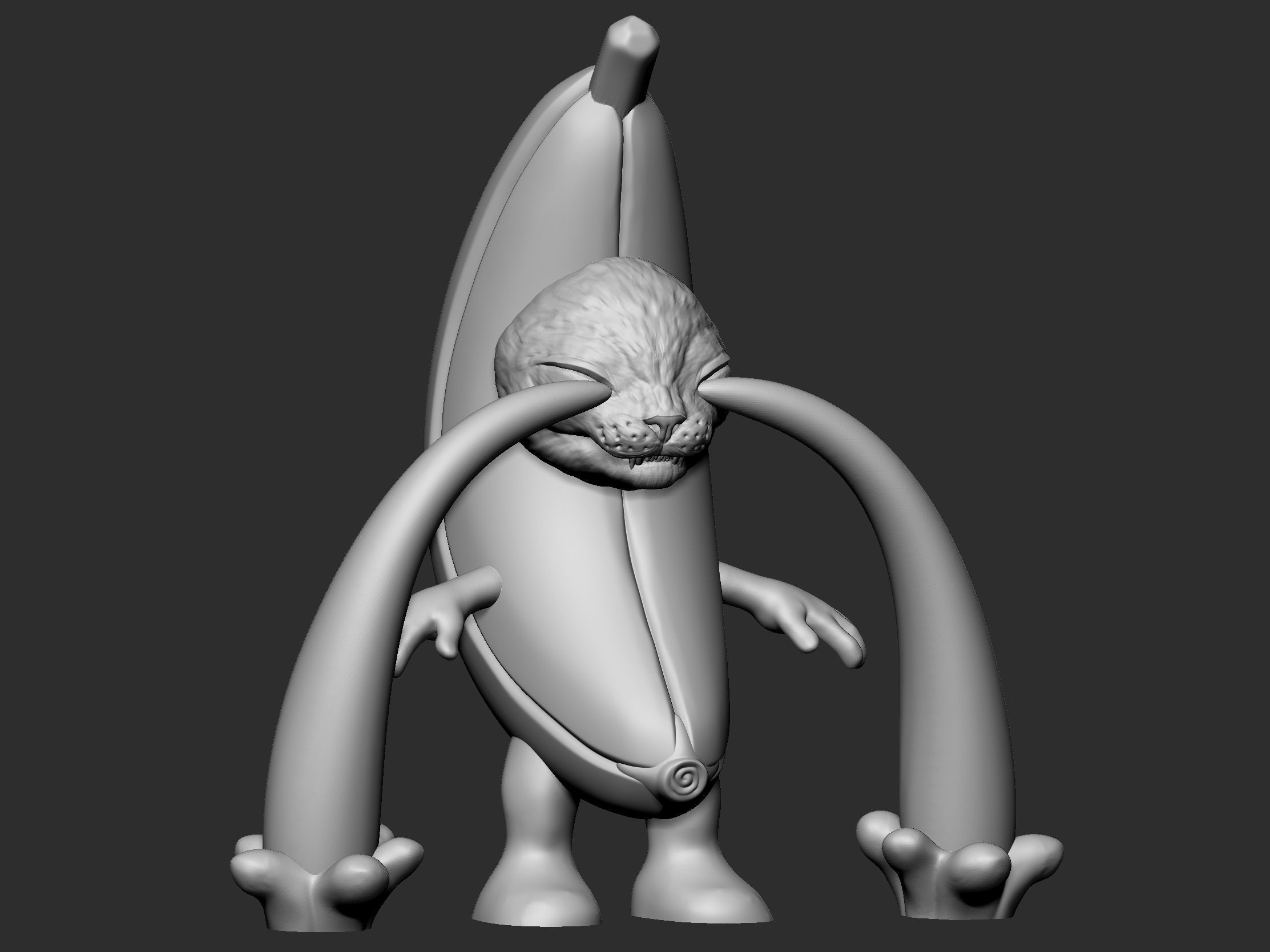 Banana Cat - STL - OBJ - FBX 3D print model_3