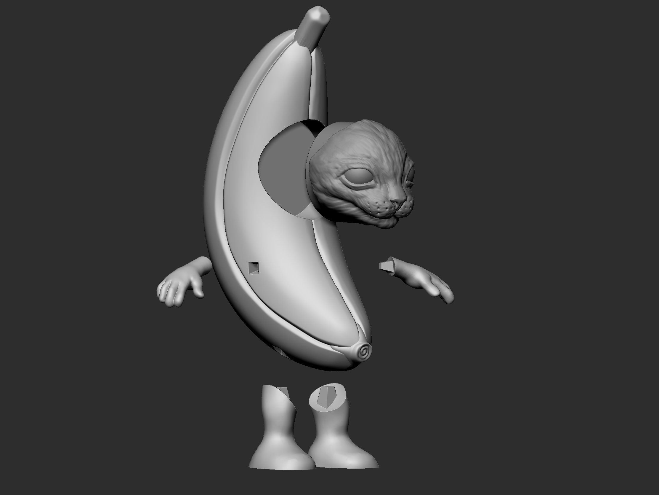 Banana Cat - STL - OBJ - FBX 3D print model_7