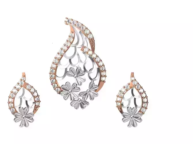 Women Earring Pendant Set STL JCD Details 