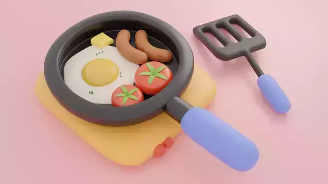 Fried eggs 3d model 3D model
