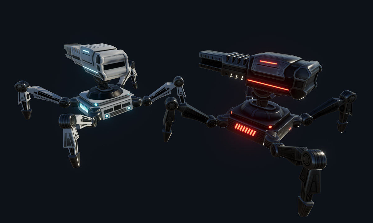 SciFi Turret Gun Insect Low-poly 3D model_3