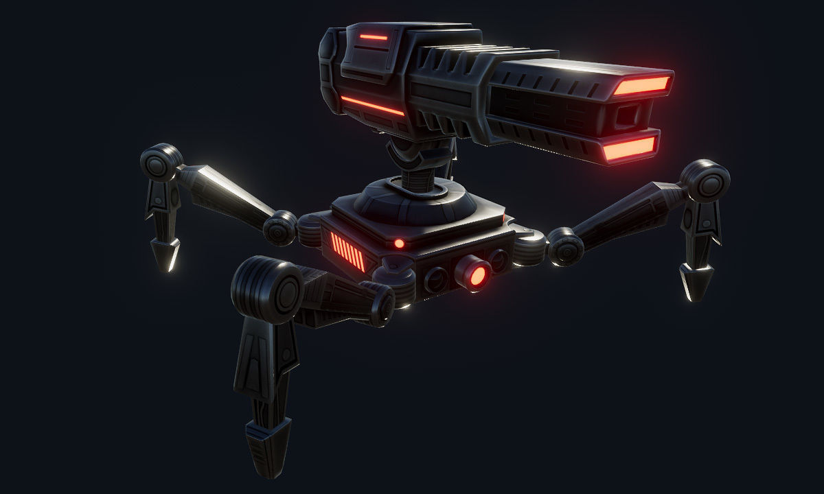 SciFi Turret Gun Insect Low-poly 3D model_1