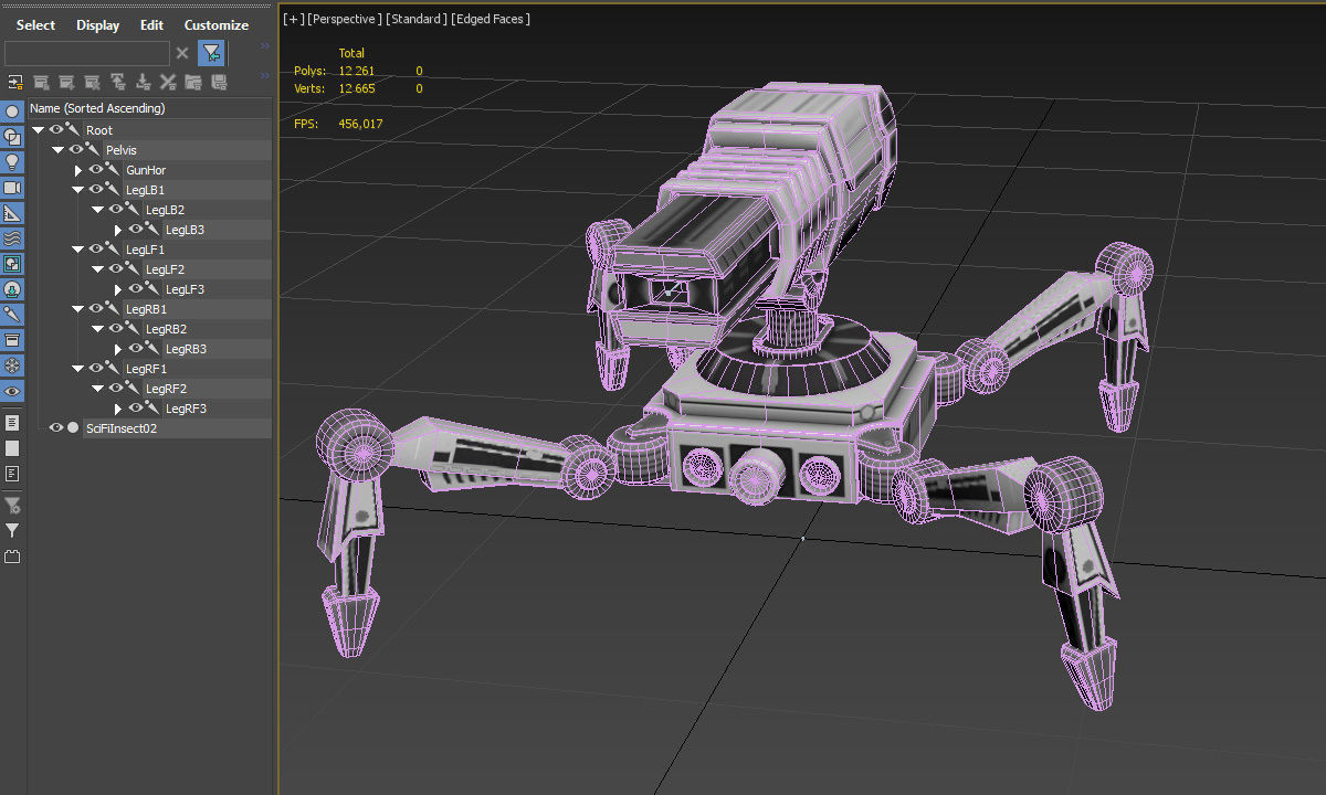 SciFi Turret Gun Insect Low-poly 3D model_6
