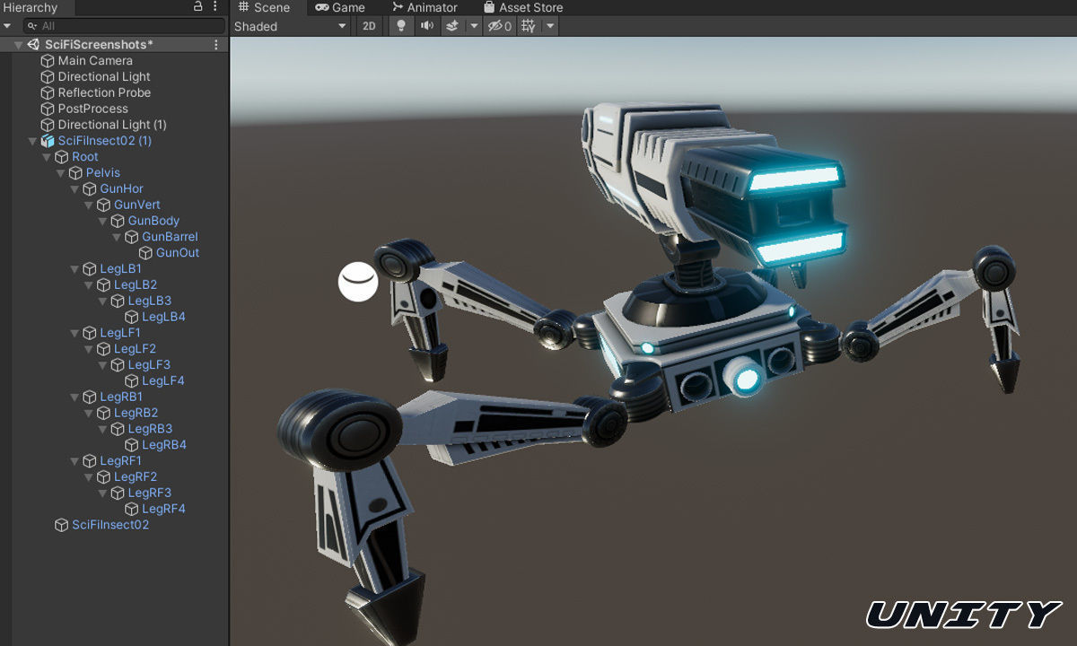 SciFi Turret Gun Insect Low-poly 3D model_5