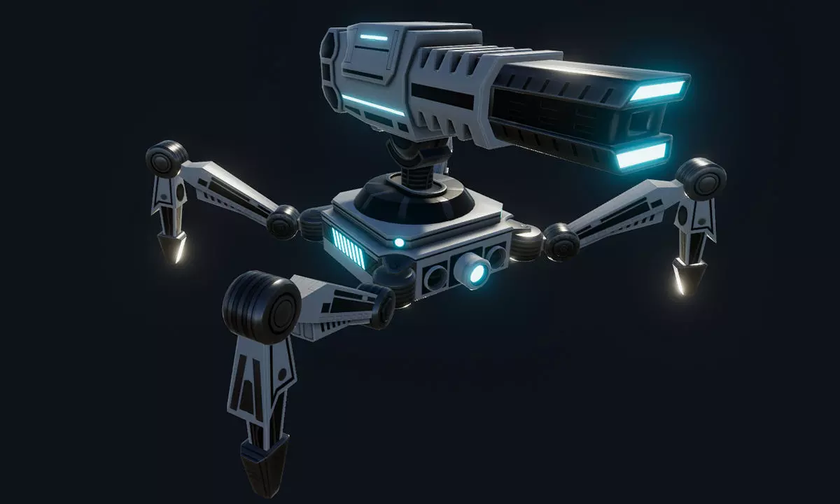 SciFi Turret Gun Insect Low-poly 3D model_0