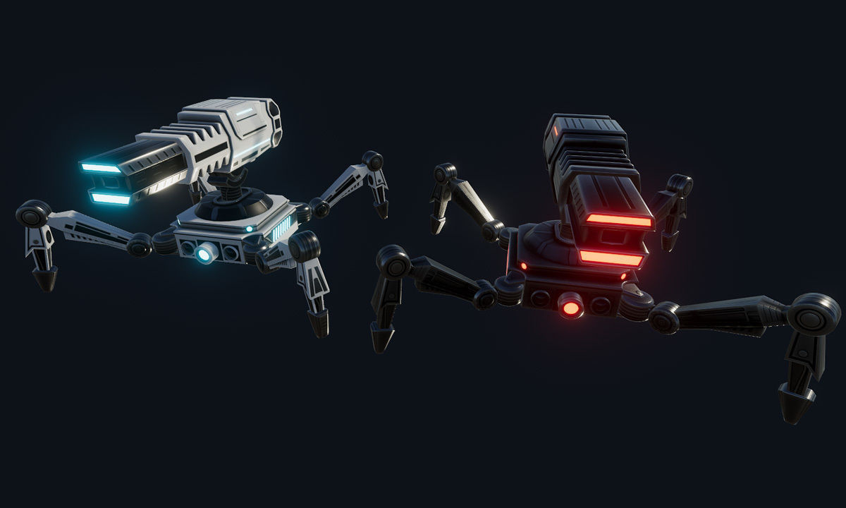 SciFi Turret Gun Insect Low-poly 3D model_2