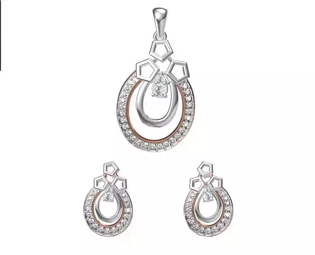 Women Earring Pendant Set STL JCD Details 