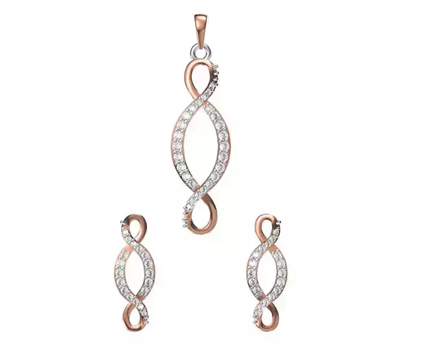 Women Earring Pendant Set STL JCD Details 