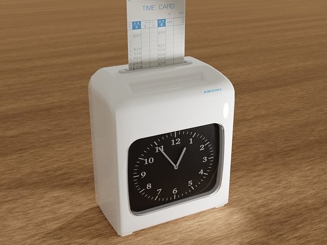 Animated Clock Hands Time Recorder and Card Free low-poly 3D model