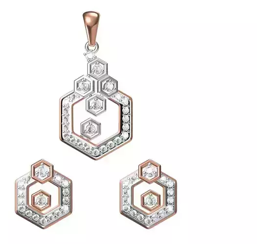 Women Earring Pendant Set STL JCD Details 