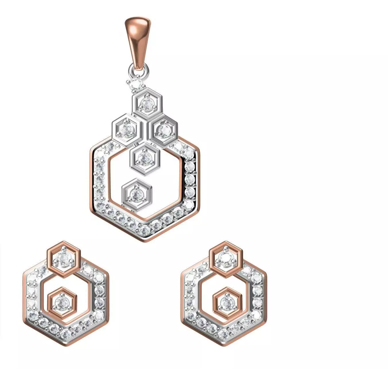 Women Earring Pendant Set STL JCD Details  3D print model_0