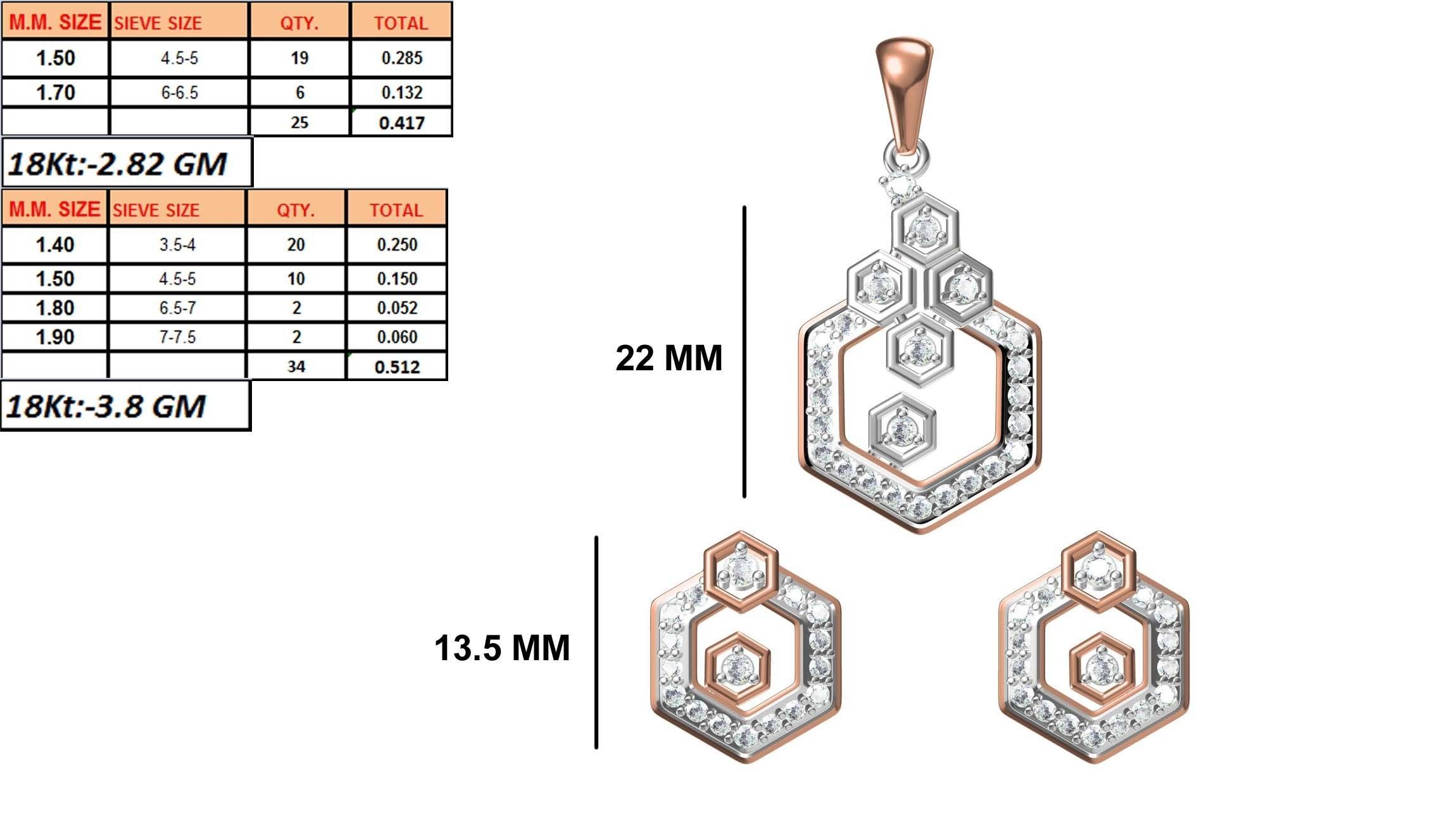 Women Earring Pendant Set STL JCD Details  3D print model_1