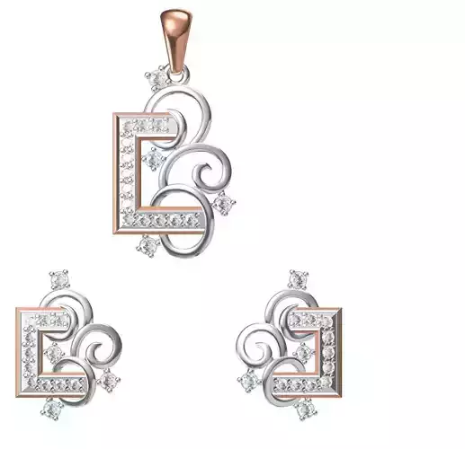 Women Earring Pendant Set STL JCD Details 