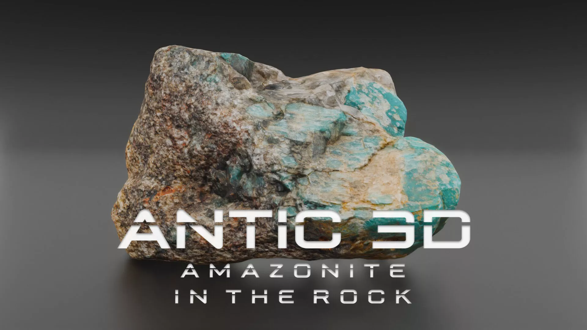 Amazonite in the rock Low-poly 3D model