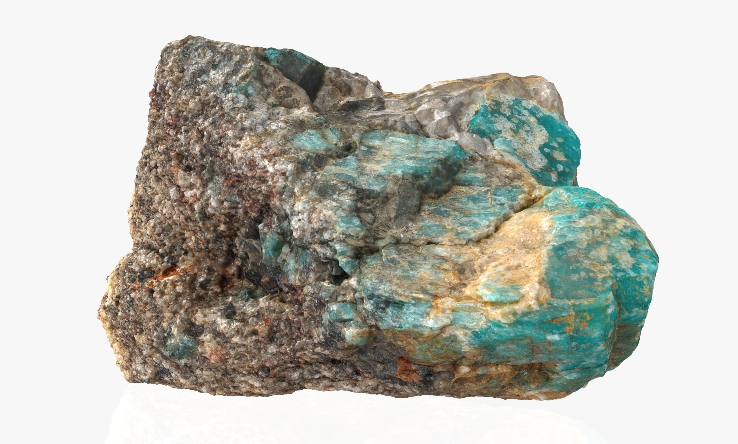 Amazonite in the rock Low-poly 3D model_5