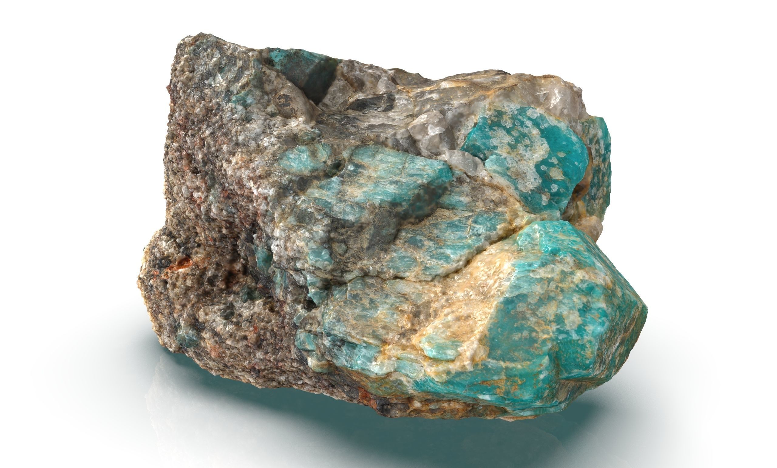 Amazonite in the rock Low-poly 3D model_8