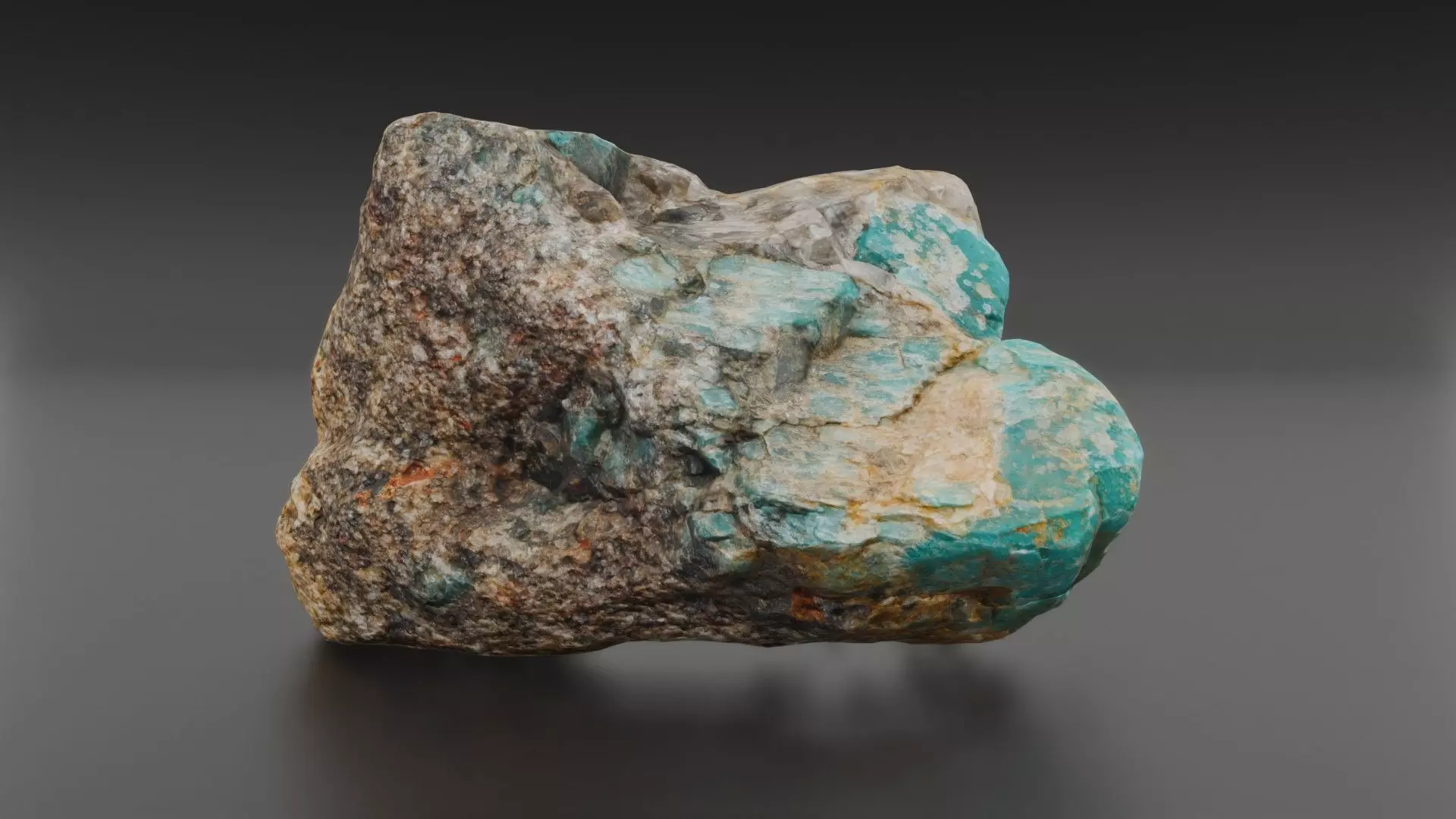 Amazonite in the rock Low-poly 3D model_0