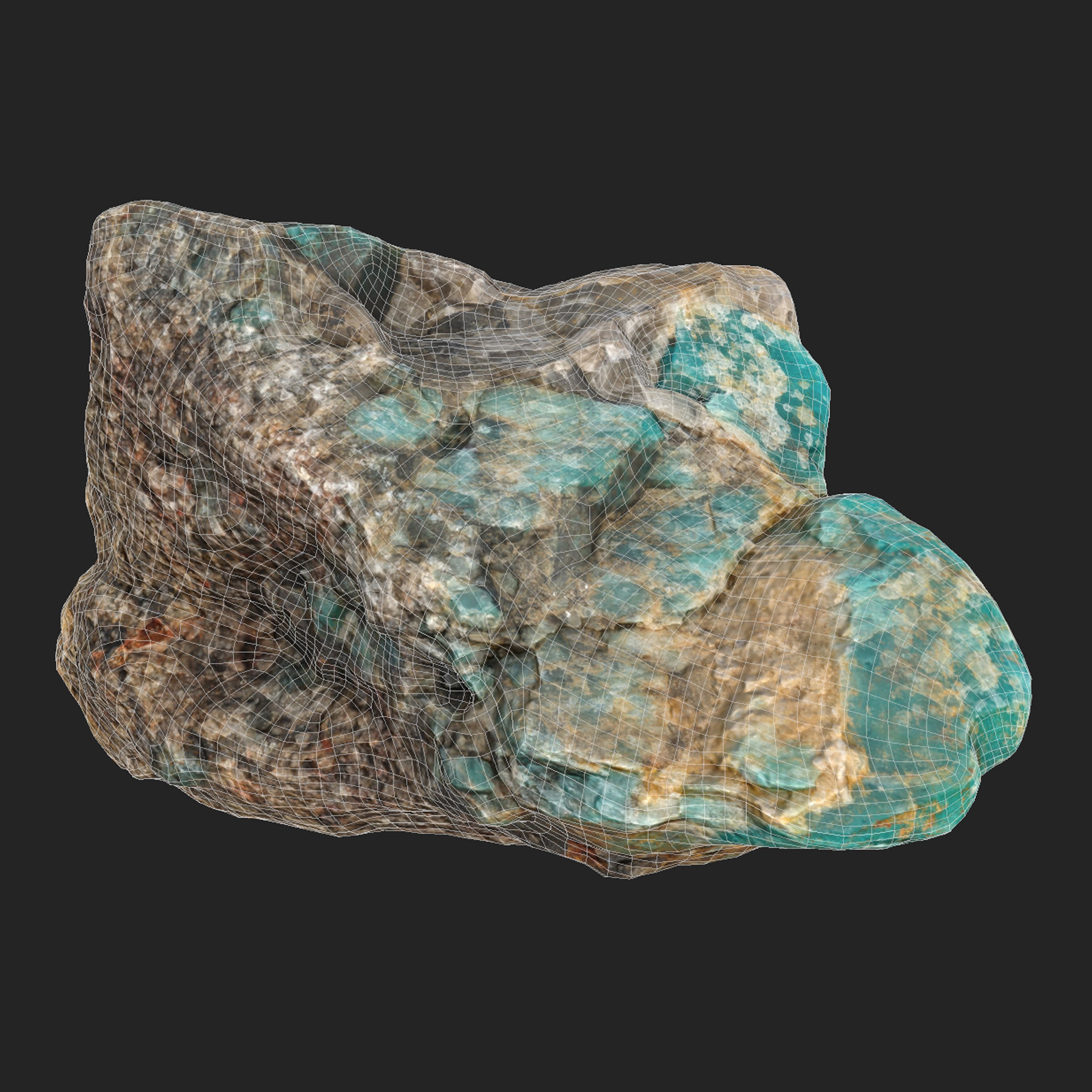 Amazonite in the rock Low-poly 3D model_10