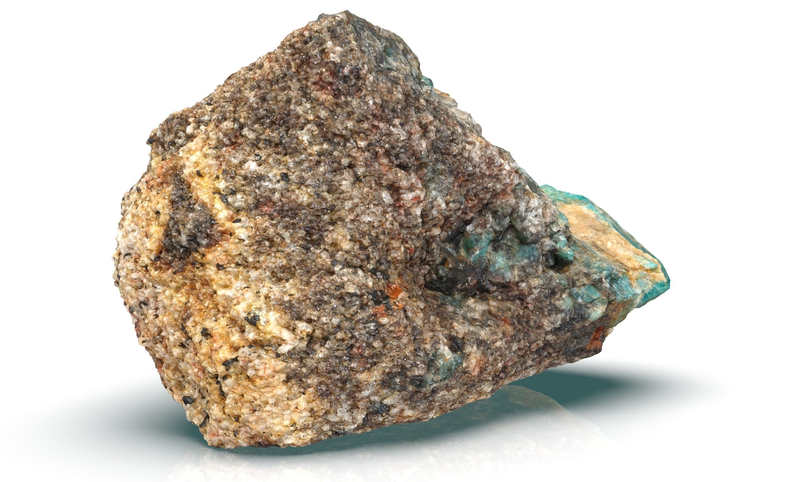 Amazonite in the rock Low-poly 3D model_6