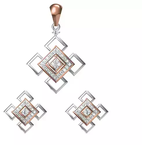 Women Earring Pendant Set STL JCD Details 