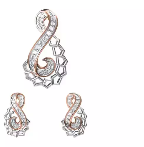 Women Earring Pendant Set STL JCD Details 