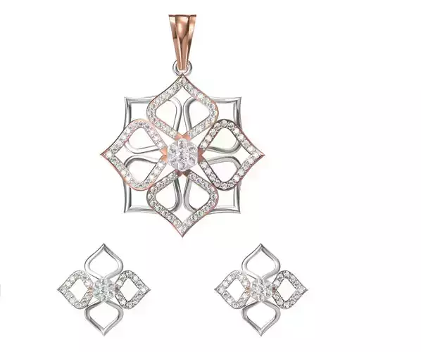 Women Earring Pendant Set STL JCD Details 