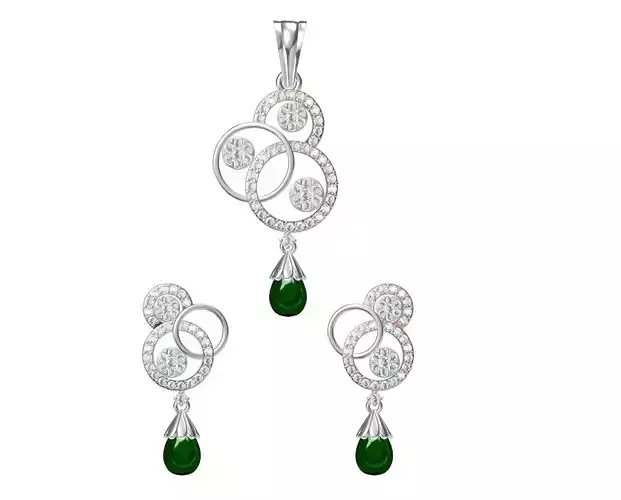 Women Earring Pendant Set STL JCD Details 