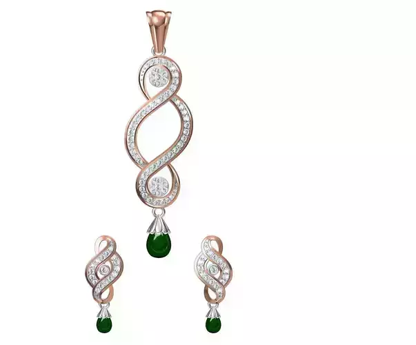 Women Earring Pendant Set STL JCD Details 