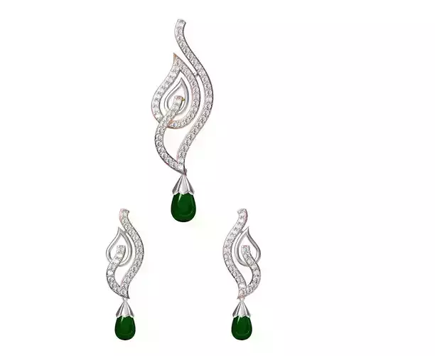 Women Earring Pendant Set STL JCD Details 