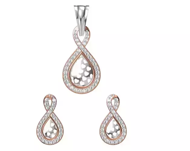 Women Earring Pendant Set STL JCD Details 