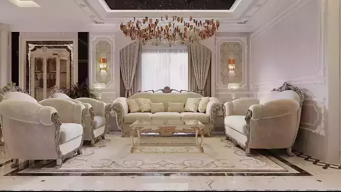 classic Reception and Dinning Room 3D model