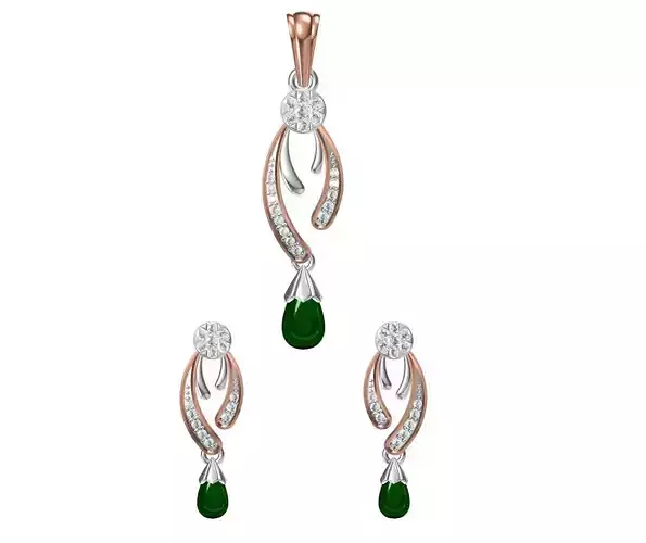 Women Earring Pendant Set STL JCD Details 