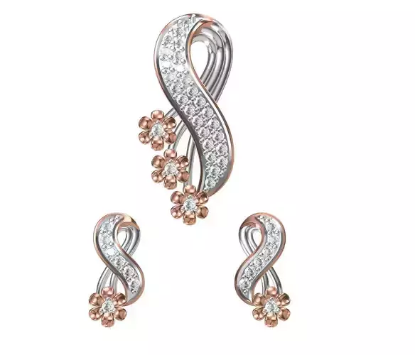 Women Earring Pendant Set STL JCD Details 