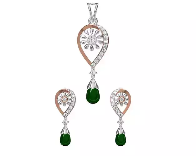 Women Earring Pendant Set STL JCD Details 