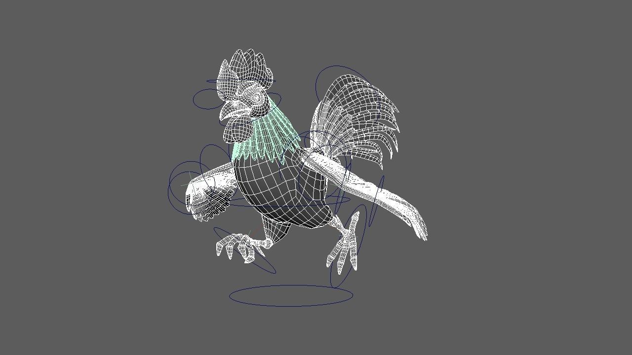 Cartoon Rooster Rigged and Animated Low-poly 3D model_4