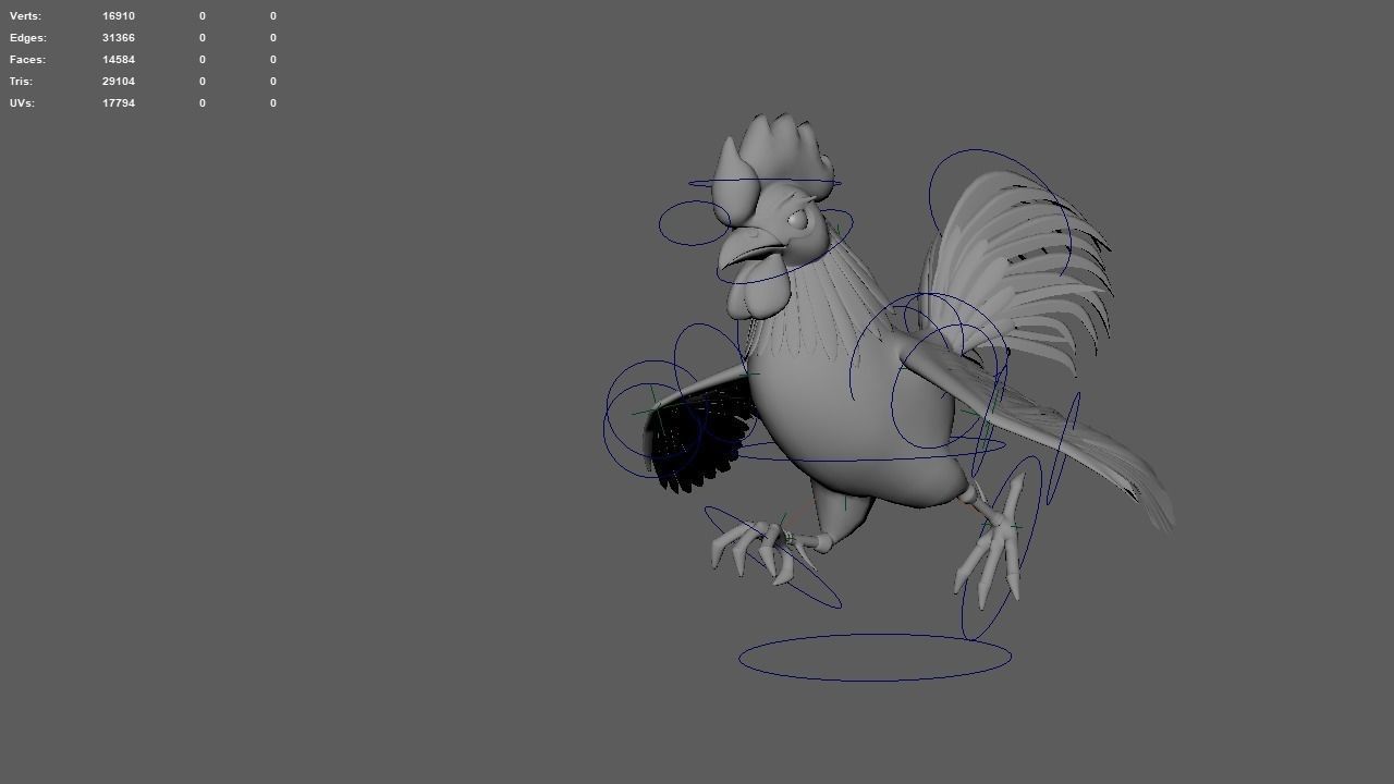 Cartoon Rooster Rigged and Animated Low-poly 3D model_5
