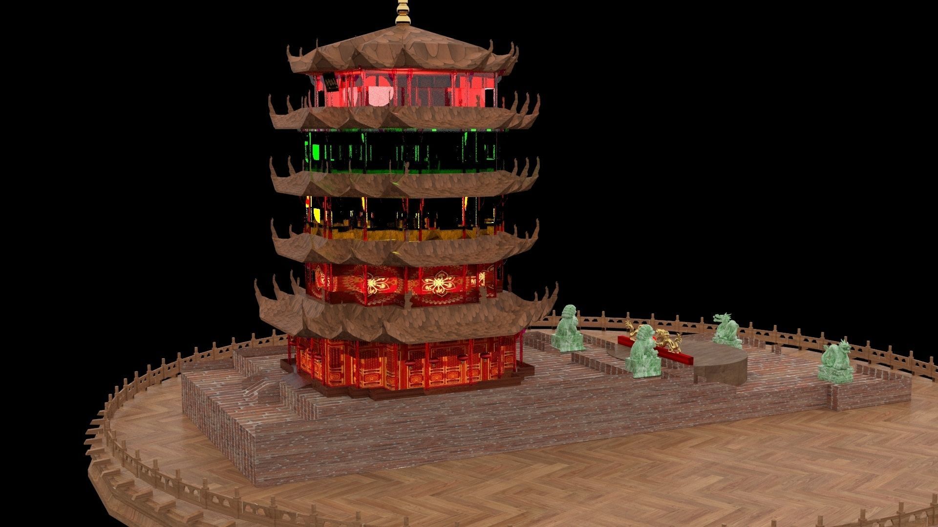 Chinese ancient tower 3D model_2