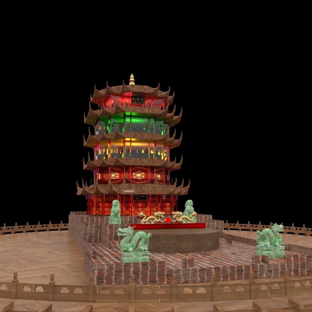 Chinese ancient tower 3D model_5