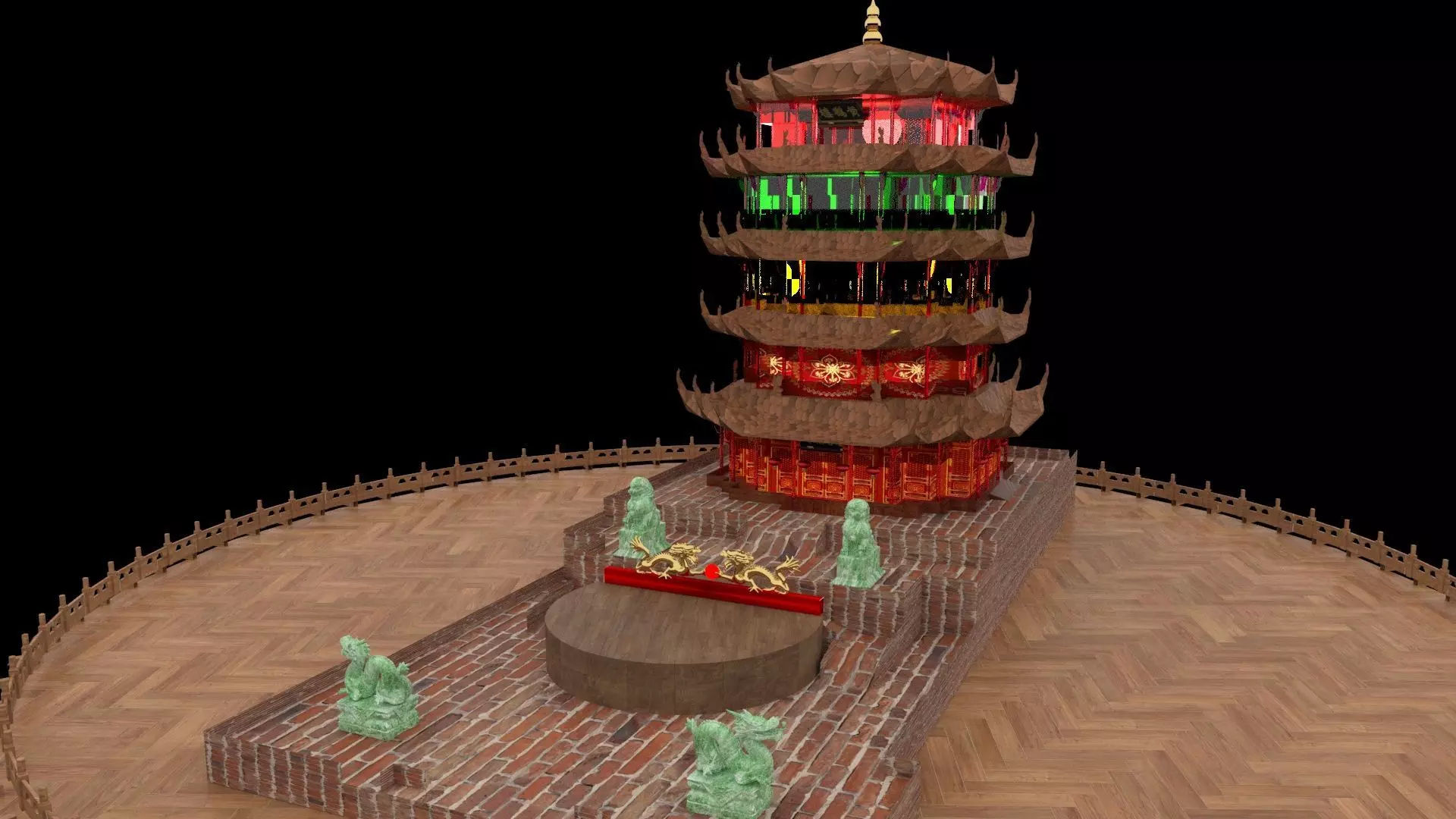 Chinese ancient tower 3D model_0
