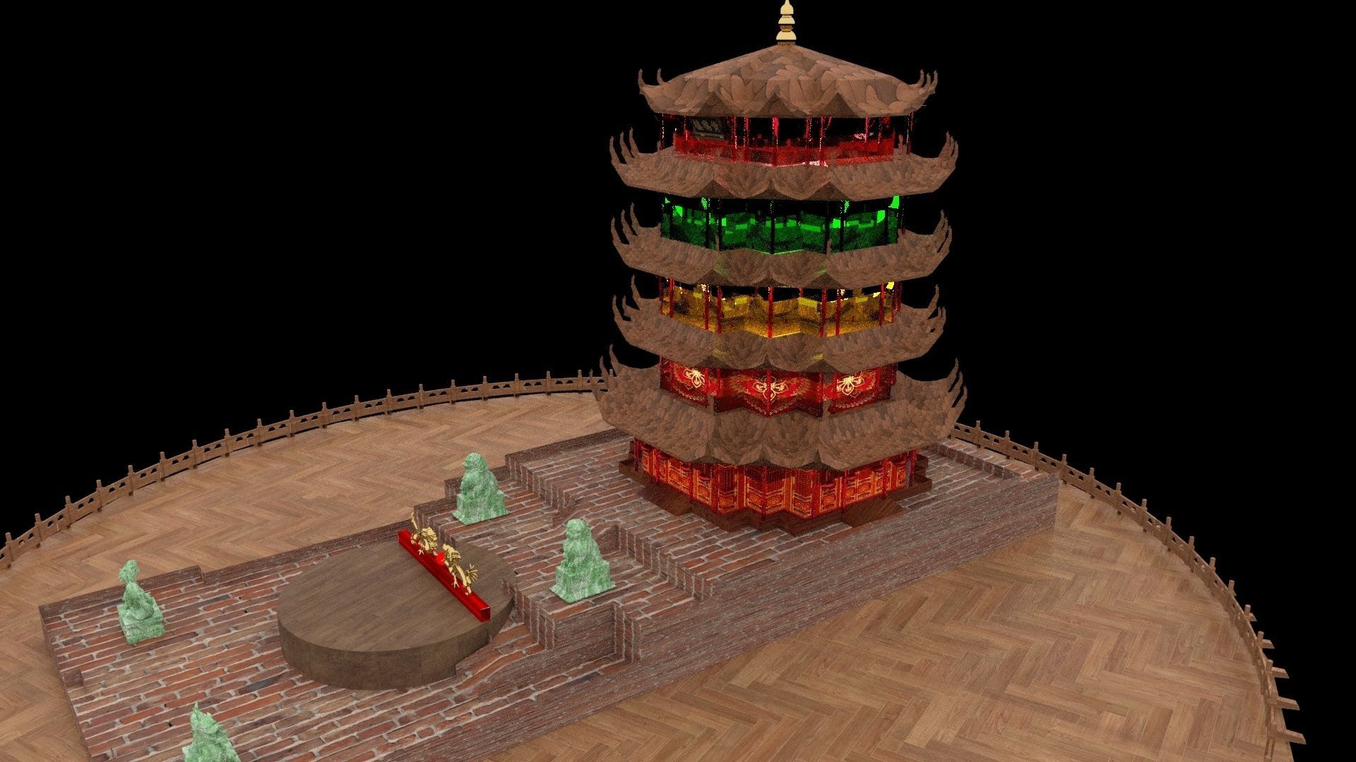 Chinese ancient tower 3D model_4