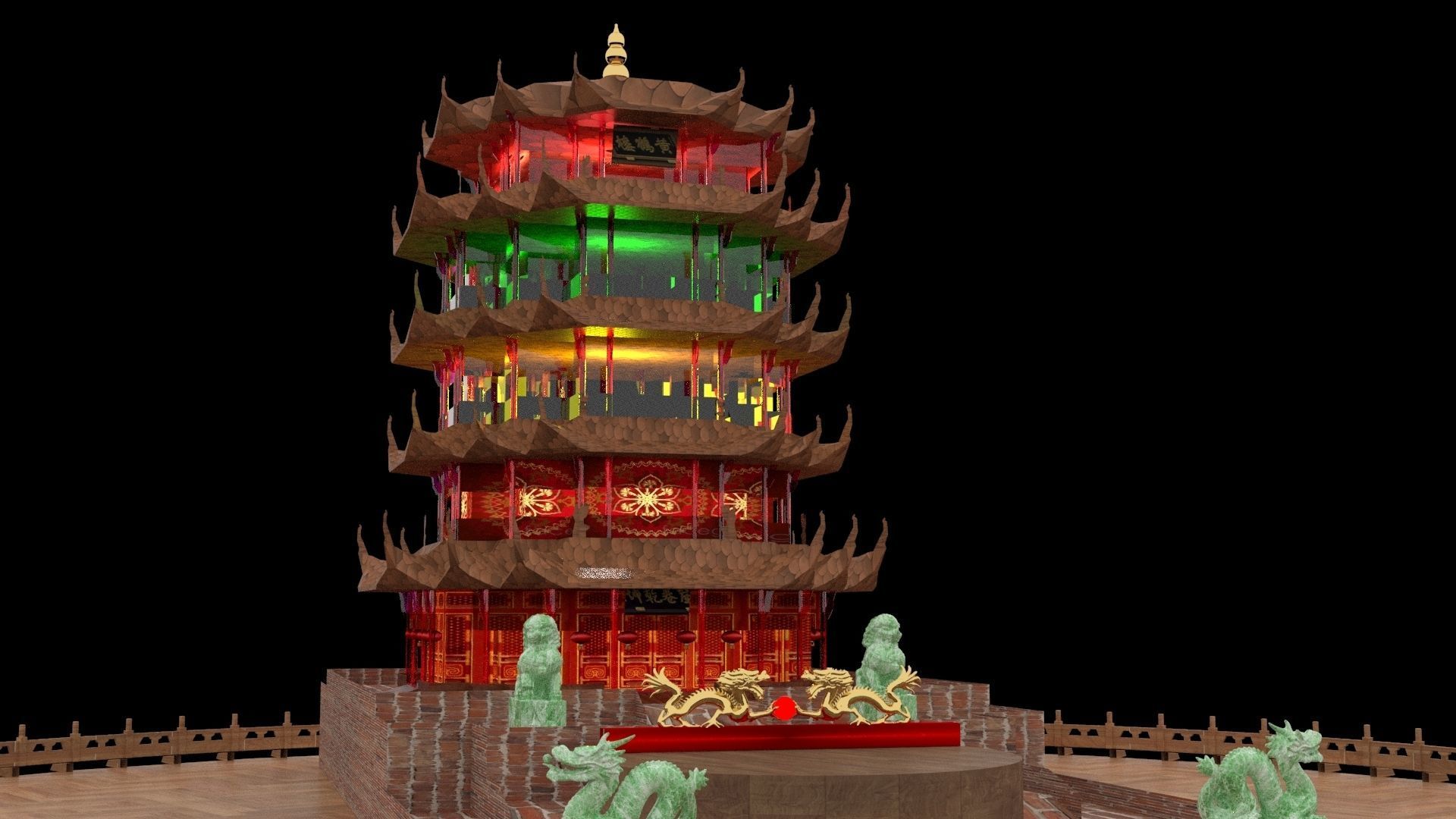 Chinese ancient tower 3D model_3