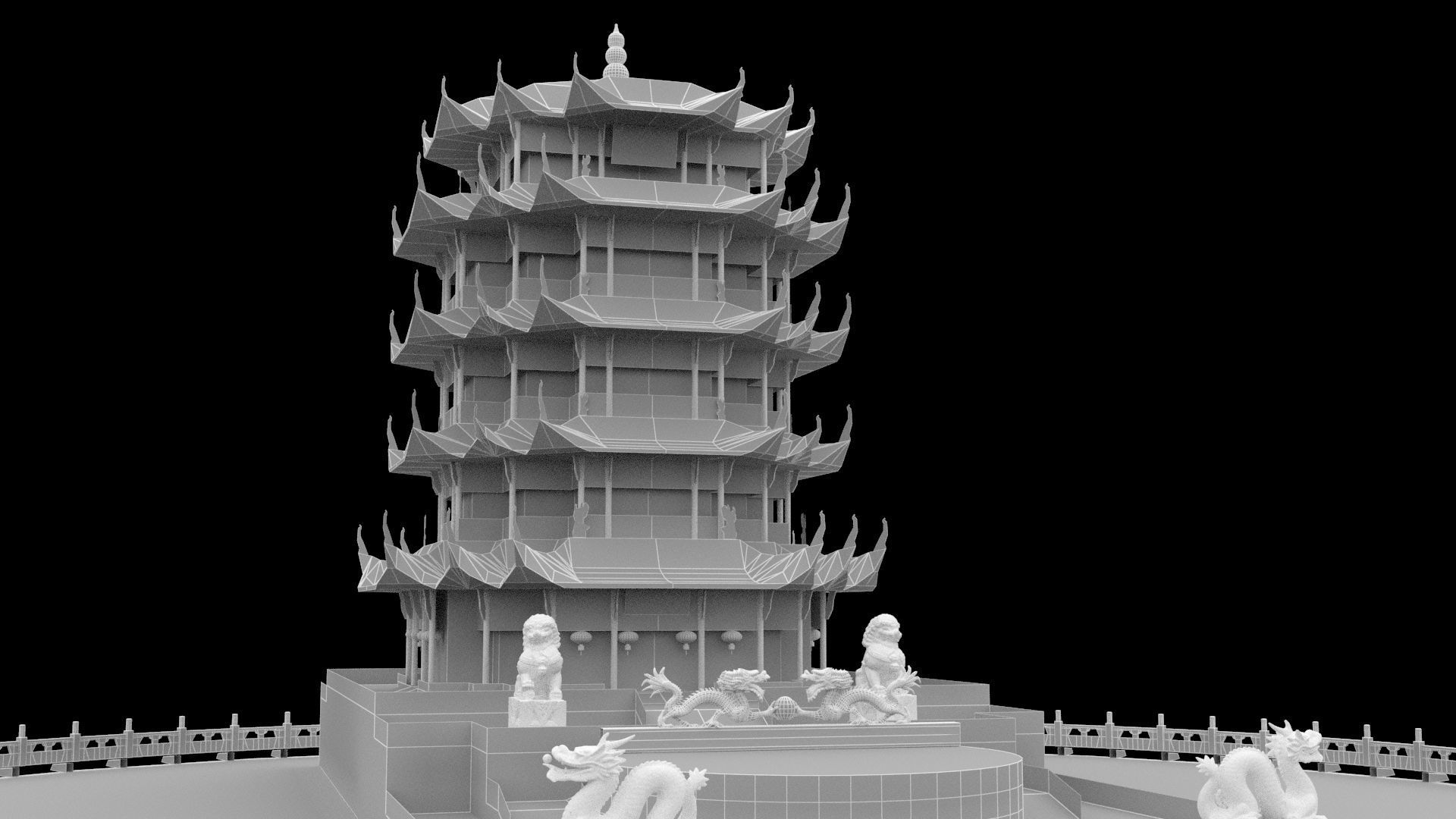 Chinese ancient tower 3D model_6