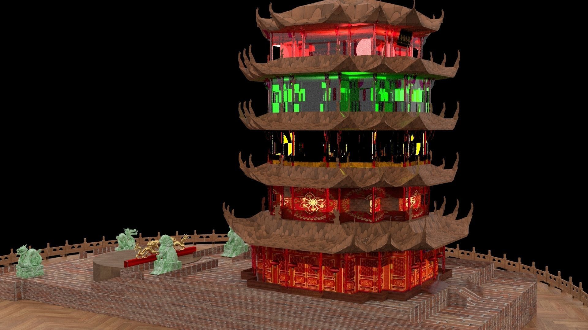Chinese ancient tower 3D model_1