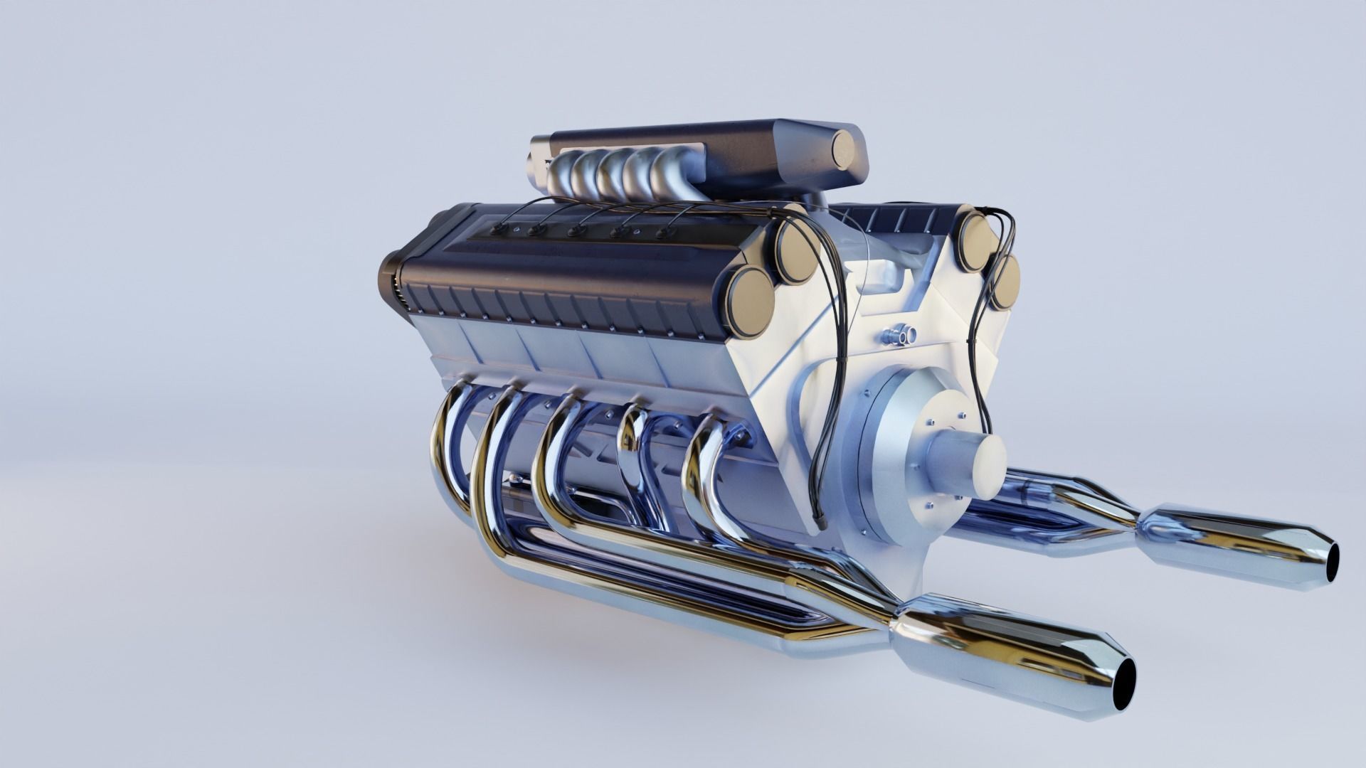 Highly-detailed V10 Engine 3D Model with Realistic Textures 3D model_1