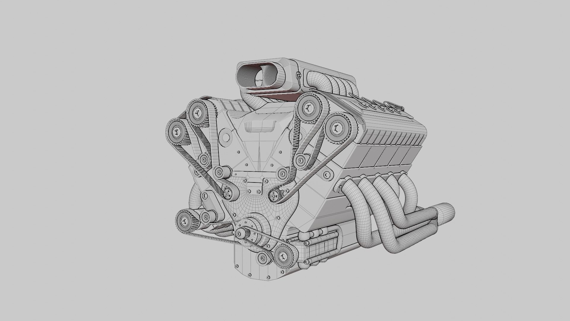 Highly-detailed V10 Engine 3D Model with Realistic Textures 3D model_5