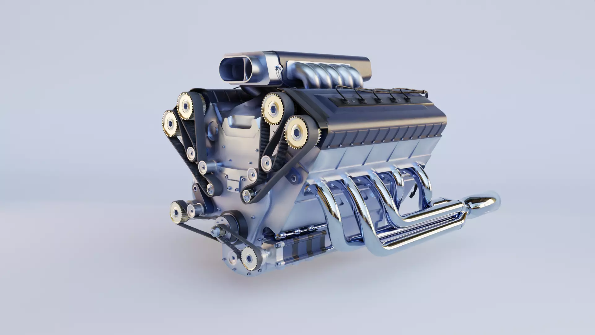 Highly-detailed V10 Engine 3D Model with Realistic Textures 3D model_0